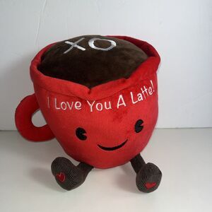HUG ME I LOVE YOU A LATTE XO VALENTINE CUP MUG PLUSH RED